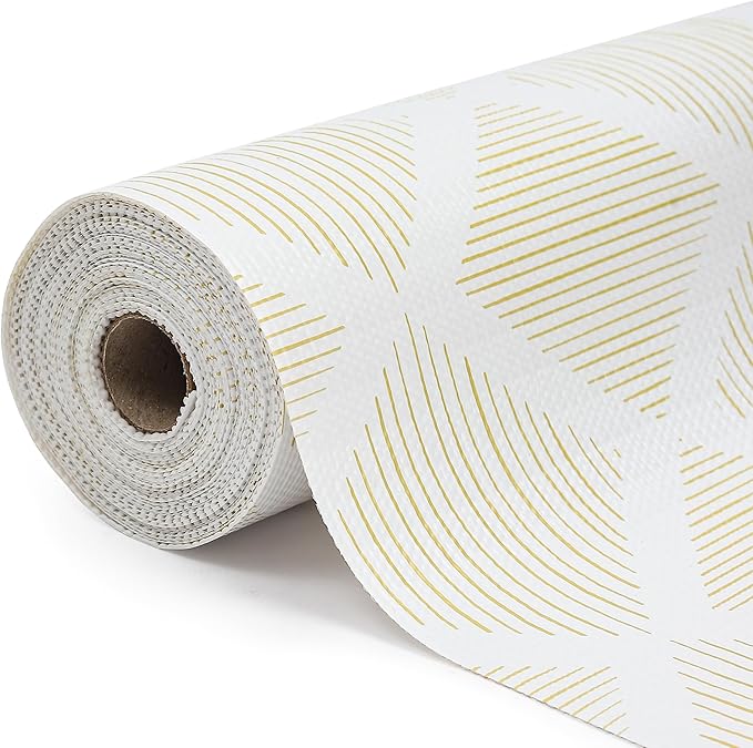 Drawer and Shelf Liner for Kitchen 17.5in x20FT, Non-Slip Non-Adhesive Cabinet Liners for Cupboard, Dresser, Shelves, Tool Box, Pantry, Thickened Easy Install, Strong Grip, Yellow&White