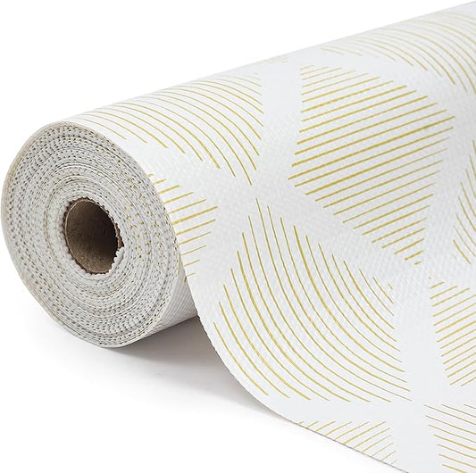 Drawer and Shelf Liner for Kitchen 17.5in x20FT, Non-Slip Non-Adhesive Cabinet Liners for Cupboard, Dresser, Shelves, Tool Box, Pantry, Thickened Easy Install, Strong Grip, Yellow&White