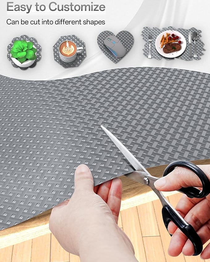 Shelf and Drawer Liner for Kitchen Cabinet, Non-Adhesive 18in x 240in Waterproof Contact Paper Refrigerator Liners Thickened Durable EVA Material Non Slip Mat for Dresser Cupboard Pantry Protector