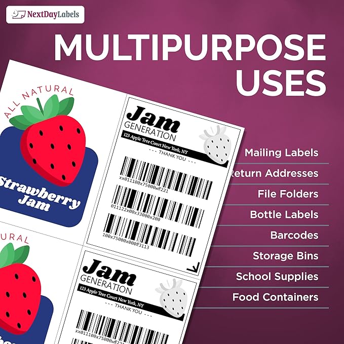 NextDayLabels 4.25x5.5 Inch Rectangle Stickers White Blank Labels for Laser Inkjet Printer - 4 Per Sheet Self-Adhesive Shipping Mailing Address Made in USA - 2000 Labels