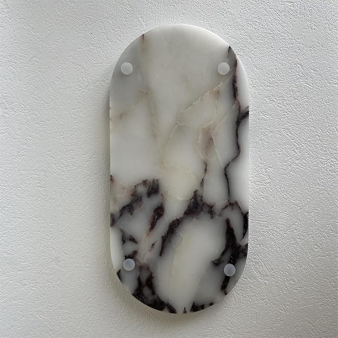 SAIDKOCC Natural Marble Oval Tray Ornaments Vintage Small Tray Storage Dish for Counter, Vanity, Dresser, Nightstand and Desk (Calacatta Purple)