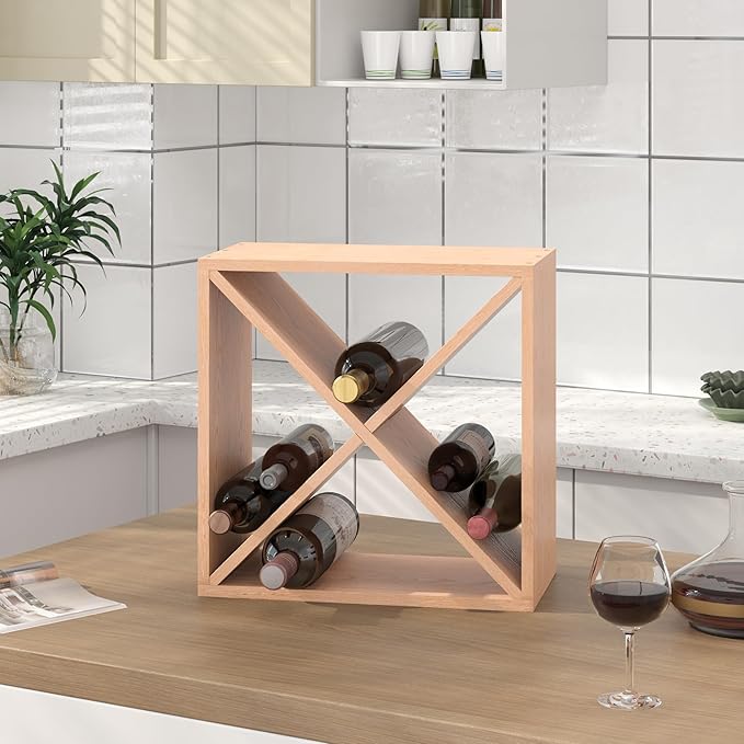 JAXPETY Stackable Wine Rack 48 Bottle Liquor Display Storage Cube Free Standing Floor Wine Cabinet for Cellar & Kitchen
