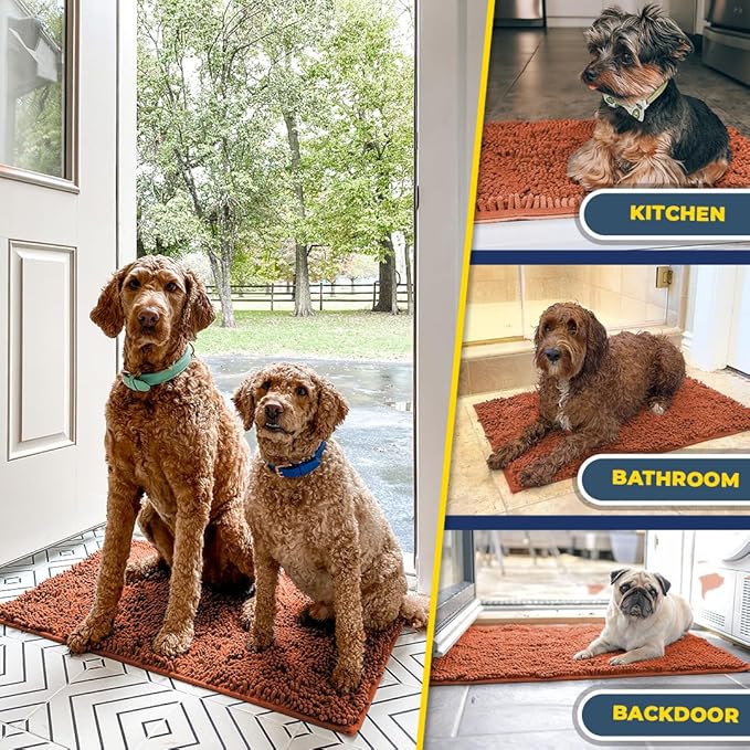 Muddy Mat® | Super Absorbent Door Mat Indoor, Microfiber Quick Dry Chenille Entryway Rug, Non-Slip Front Door Mat, Indoor Mats for Entryway, Machine Washable Pet Rug, Orange Runner 24"X60"
