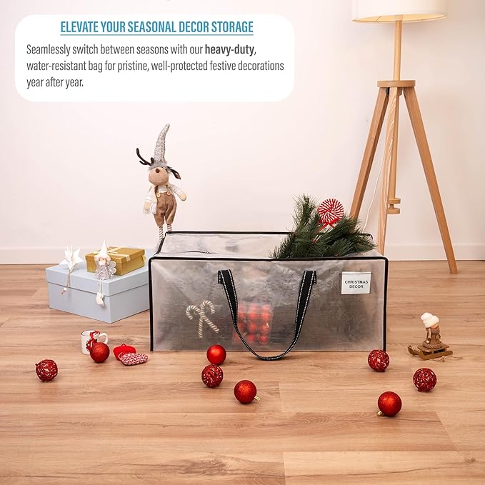 VENO 2 Pack Heavy Duty Moving Bags, Christmas Storage Bins with Lids, Clear Design, Alternative to Moving Boxes, Storage Bags for Clothes, Blankets, Comforters, Pillows, Camping (Clear, 2 Pack)