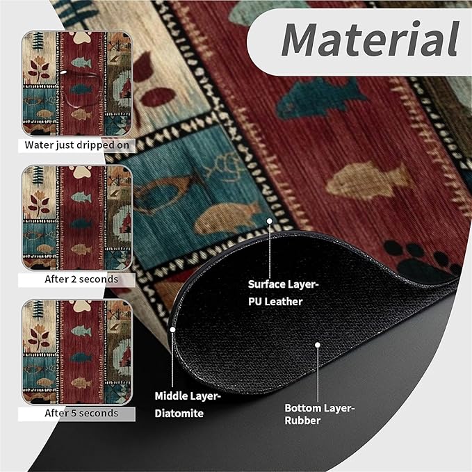 Kitchen Sink Splash Guard，American tribes Faucet Mat Sink Gadgets-Super Absorbent Fast Drying Mat Drip Catcher for Kitchen, Bathroom,Sink Mat, Dish Drying Mat, Bathroom(15" X 5.5" )