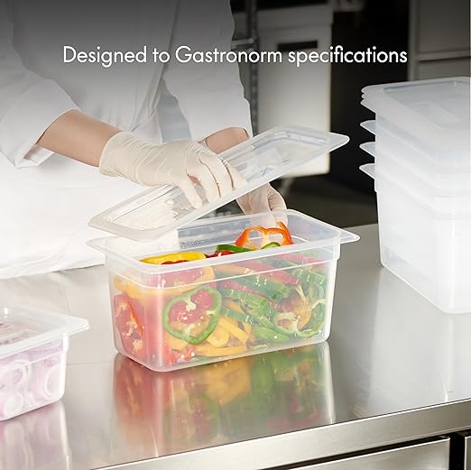CURTA 6 Pack Translucent Food Pan with Lid, 1/3 Size 6" Deep NSF Listed Commercial-Grade Polypropylene Plastic