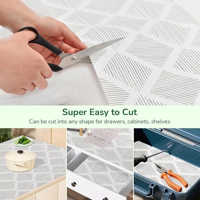 Shelf and Drawer Liners for Kitchen Cabinets Non-Adhesive 12" x20FT, Non-Slip Cabinet Liner, Waterproof Shelf Paper Thickened Washable Mats, Protection for Shelves, Cupboard, Pantry, Drawers, Dresser