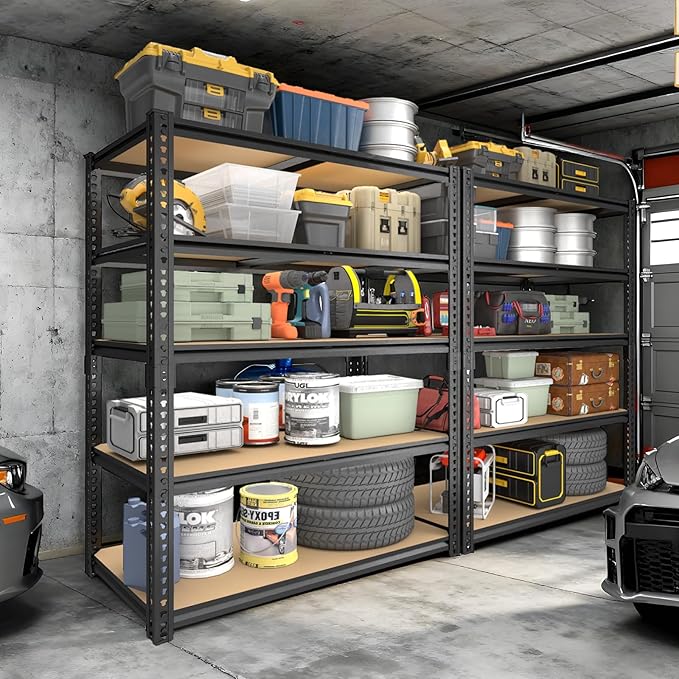 Garage Racks for Storage，5-Tier Adjustable Garage Shelving Storage Shelves,2400LBS Capacity Heavy Duty Shelving for Carport Warehouse Basement,72" H x40 W x20 D