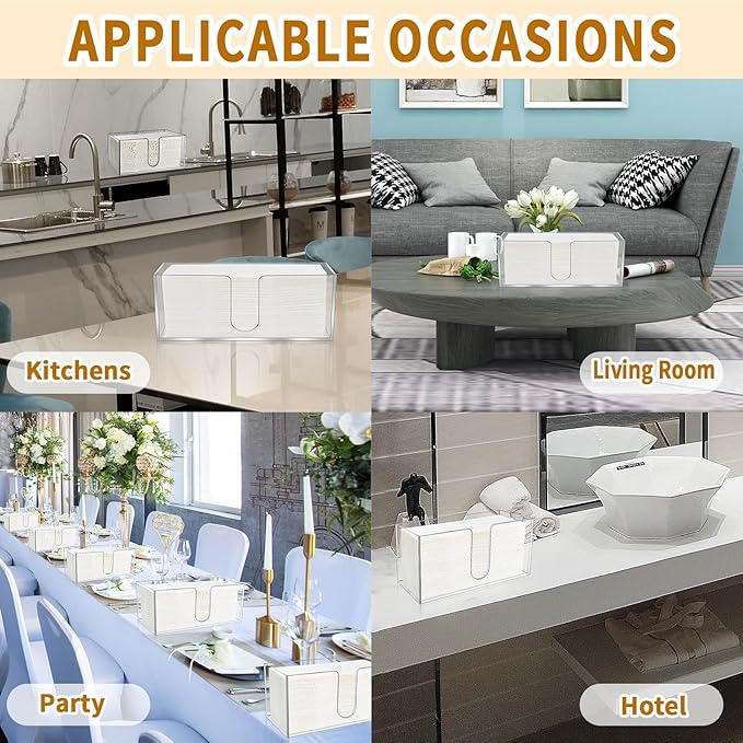 2 Pack Acrylic Paper Towel Holder, Countertop Napkin Dispenser for C-Fold, Multi-Fold & Trifold Paper Towels, 5mm Transparent Acrylic for Kitchen, Bathroom & Restaurant (2)