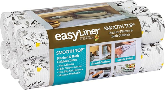 Smooth Top EasyLiner for Cabinets & Drawers - Easy to Install & Cut to Fit - Shelf Paper & Kitchen Drawer Liner Non Adhesive - Non Slip Shelf Liner - 12 Inch Width - 60 Total Feet - Dark Gray Branch