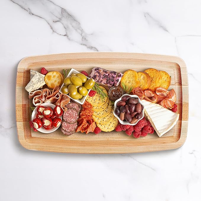 John Boos CB Series Rectangular Wooden Maple Cutting Board 18”x10.5” – 1.5” Thick, 8-lb Reversible Butcher Block with Rounded Edges, Juice Groove, Edge-Grain & Finger Grips – Made in the USA