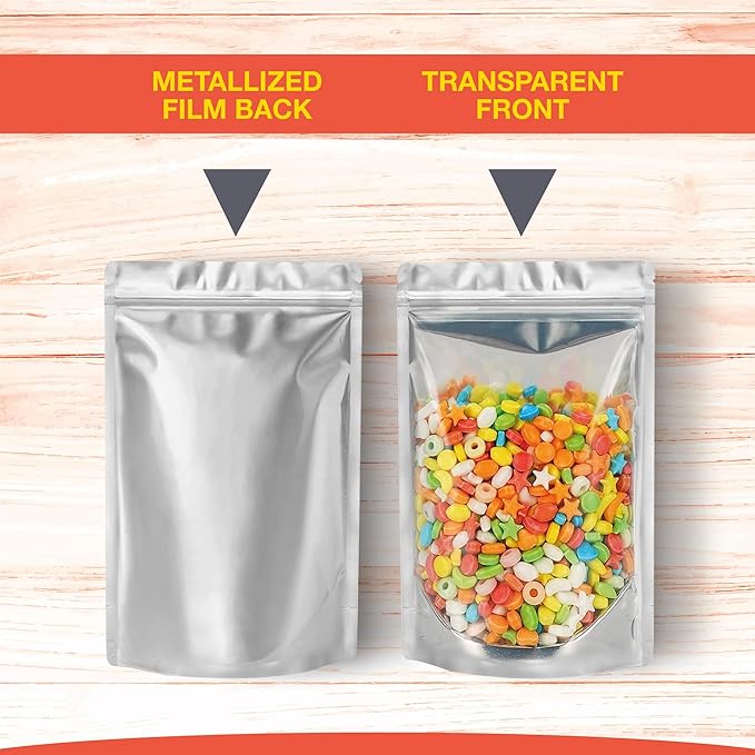 BELLE KR® 3x5 Small Mylar Bags for Freeze Dried Candy - Pack Of 100-4 Mil Thick - Clear Mylar Bags with See Through Window for Freeze Drying