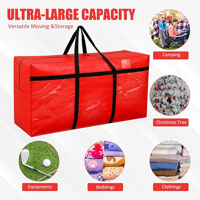 Windyun 4 Pack 98 Gallon Extra Large Moving Bags XXL Heavy Duty Storage Bag with Strong Zipper Handle Jumbo Big Tote Box Foldable for College Dorm Travel Clothes Duffle Blanket Pillow(Red)