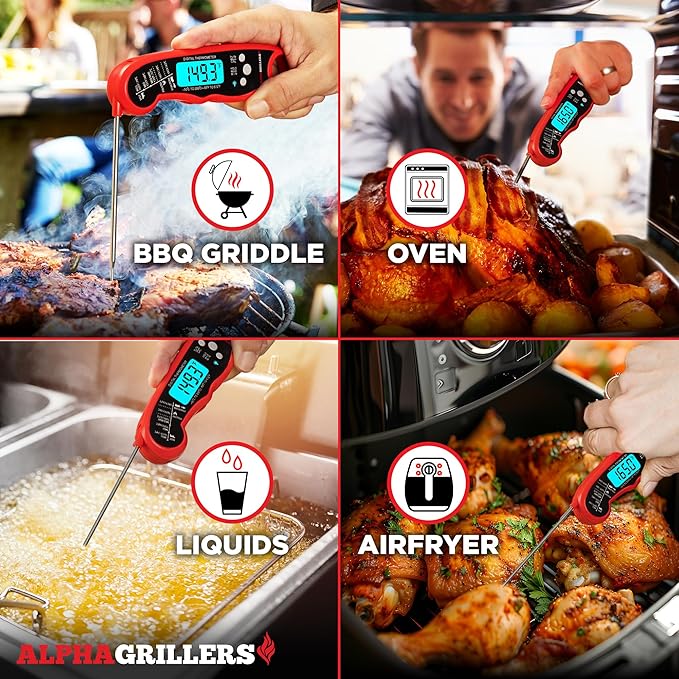 Alpha Grillers Meat Thermometer Digital - Instant Read Food Thermometer for Cooking and Grilling Gifts for Men Valentines Day Gifts for Him Her Mom Dad