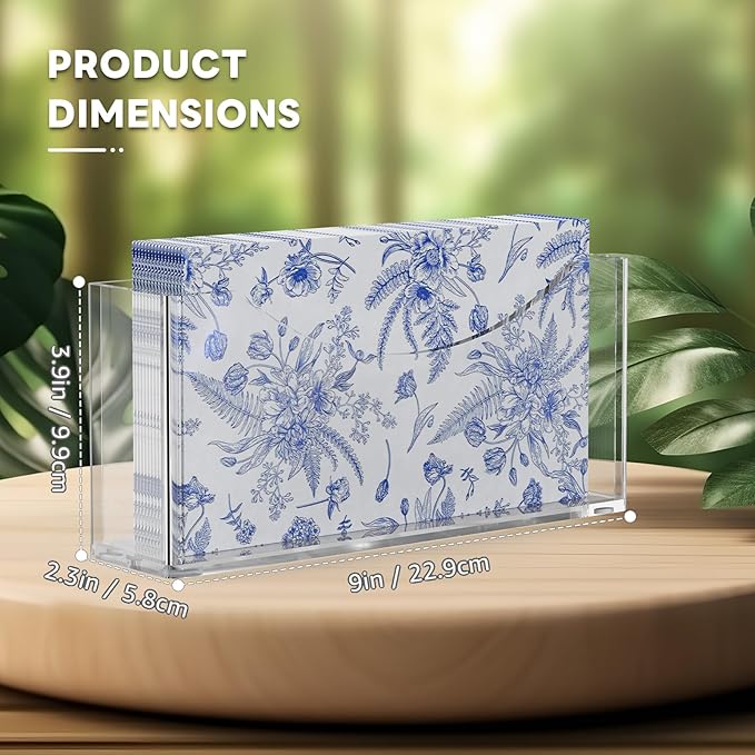 BRVNOTA Acrylic Napkin Holder, Clear Waterproof Vertical Guest Towel Holder for Dining Table, Disposable Hand Towels Tray for Bathroom/Hotel/Kitchen