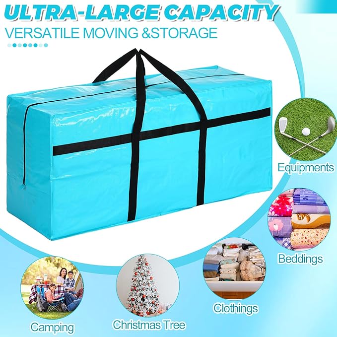 4 Pcs 66 Gallon Extra Large Moving Bags Heavy Duty Storage Bag with Strong Zipper Handle Foldable XXL Jumbo Storage Tote Packing Moving Box for College Dorm Travel Cloth Duffle (Black)