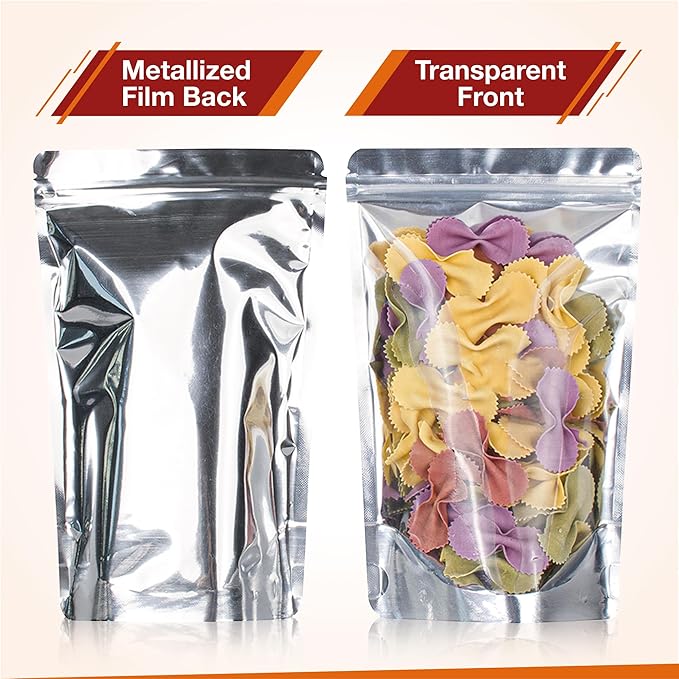 BELLE KR® 5x8 Mylar Bags Stand Up - Pack Of 1000-7.5mil Thick - Clear Mylar Bags with See Through Window for Freeze Dryer