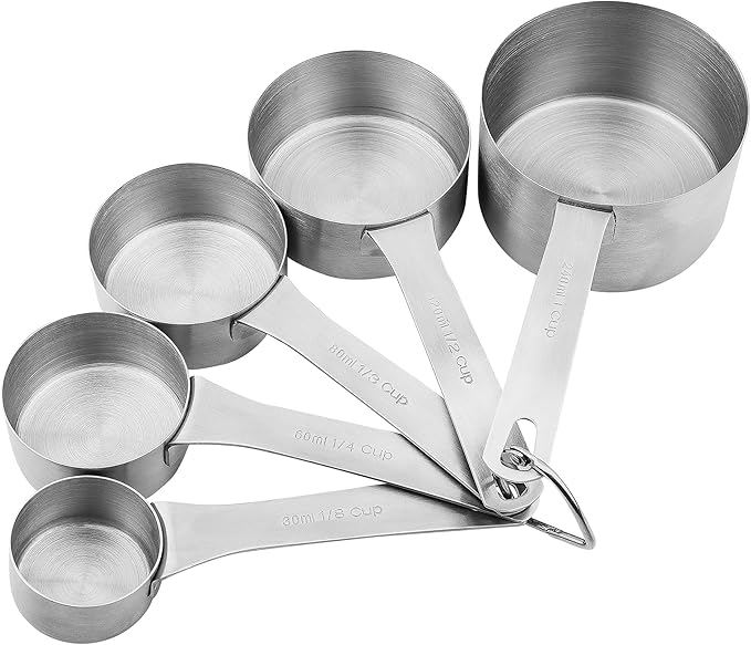 Smithcraft Stainless Steel Measuring Cups and Spoons Set, 18/8(304) Steel Material Heavy Duty 5 Measuring cups and 5 Measuring Spoons 1 Leveler and 2 rings Pack 13pcs Per set