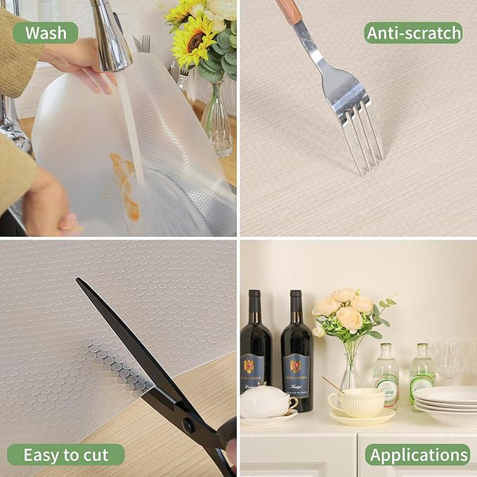 Shelf Liner, wohomuke 15 inch x 20 ft Shelf Liners for Kitchen cabinets nonstick Shelf Lining Drawer Mats EVA Protector for Cupboard (Clear,15 inch x 20 ft)