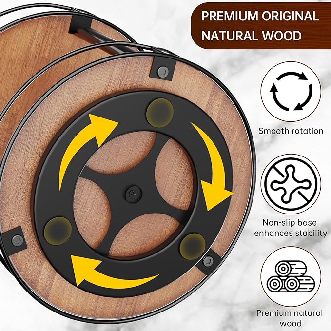 MUTUALUS Lazy Susan Organizer 2 Tier - Turntable Spice Rack for Table Top, Wooden Rotating Lazy Susan for Cabinet Pantry Kitchen Countertop Dining Table Cupboard Bathroom Vanity Storage