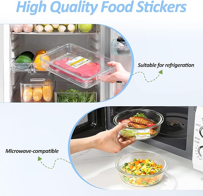 Restaurant Quality Shelf Life Food Rotation Labels Vinyl, 2” x 3” Self-Adhesive Removable Freezer Food Labels, Perfect for Reusable Containers, Easy to Remove, Food Safety Date Sticker (5 PCS)