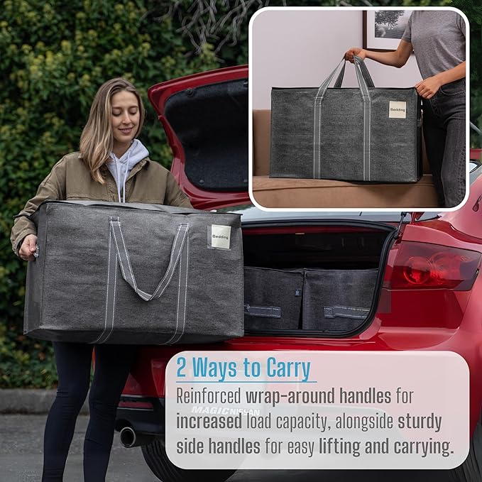 VENO 6 Pack Moving Bags and Large Christmas Storage Bins with lids. Alternative to Moving Boxes, Packing Supplies for College. Extra Large Heavy Duty Totes for Packaging (Dark Gray, 6 Pack)