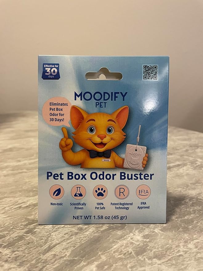 MoodifyPet Cat Litter Odor Pet Odor Eliminator For Home, 12-Pack – Hangable Odor Absorber with Patented ScentScreen Tech – Cat Scent Eliminator, Lasts Up To 30 Days, Safe for Pets & Kids