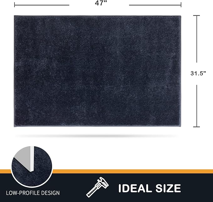 PURRUGS Dirt Trapping Door Mat 31.5" x 47", Non-Slip Machine Washable Entryway Rug, Dog Doormat, Indoor Front Door Mat, Super Absorbent Entry Rug for Muddy Shoes & Paws, Navy Blue