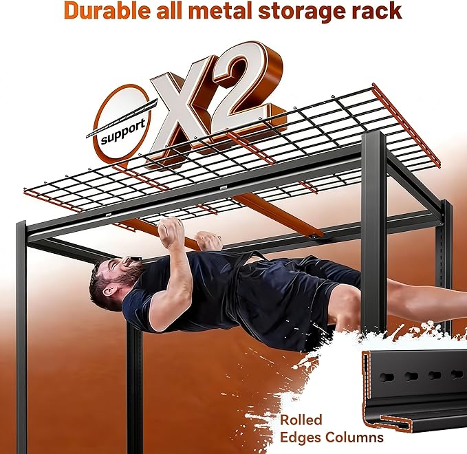 Extra Large 84" Hx 55.12" Wide x 24" D Adjustable Industrial Metal/Steel 6-Shelf-Storage-Rack Heave Duty Utility Tall Garage/Warehouse Shelving Shelves Unit/System for Bin/Shed, Black