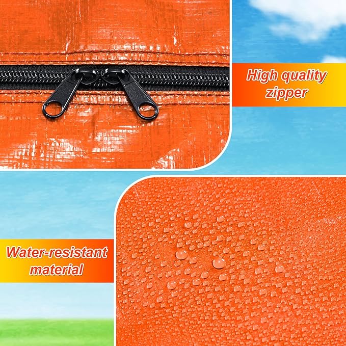 Windyun 4 Pack 57 Gallon Extra Large Moving Bags XXL Heavy Duty Storage Bag with Strong Zipper Handle Jumbo Big Tote Box Foldable for College Dorm Travel Clothes Duffle Blanket Pillow(Orange)
