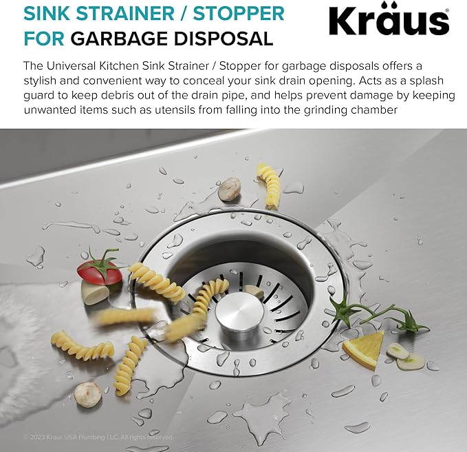 KRAUS Universal Kitchen Sink Strainer/Stopper for Garbage Disposals, GDC-4