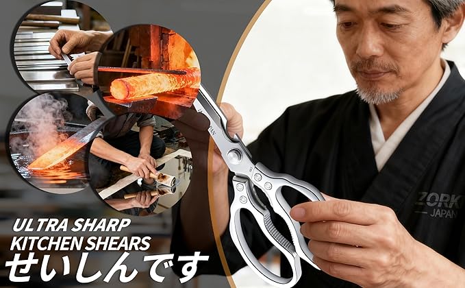 Kitchen Scissors Set, Heavy Duty Meat Scissors All Purpose, Dishwasher Safe Food Shears for Seafood Pizza Herb Chicken Poultry Cutting Cooking, Christmas Gifts for Men Women Mom Dad