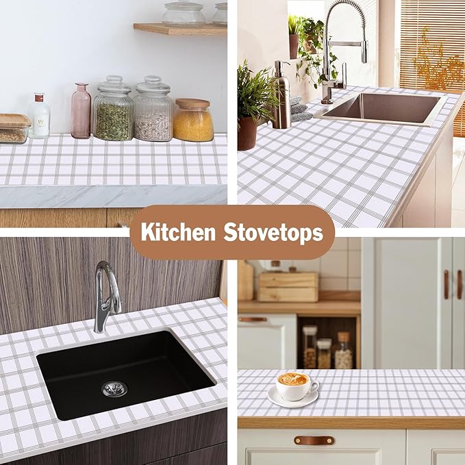 Drawer and Shelf Liner for Kitchen Cabinet: 12 in X 20 Ft Non Slip Waterproof Shelf Paper Non Adhesive Refrigerator Liners White Square Easy Liners for Bathroom Cupboard with Knife Tape Measure