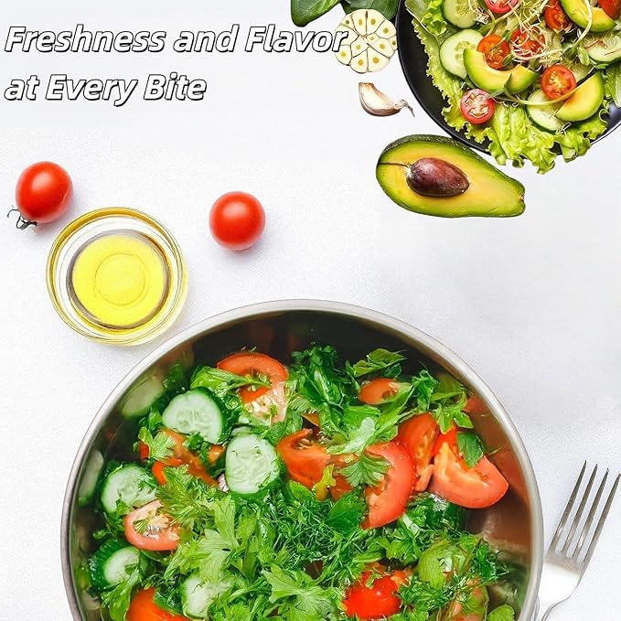 6L Stainless Steel Salad Spinner, Salad Spinner Large,Lettuce Spinner, Quick Spin for Drying Vegetables, Vegetable Dryer, Fruit Washer, Pasta & Fries Produce Strainer A Must-Have for Your Kitchen
