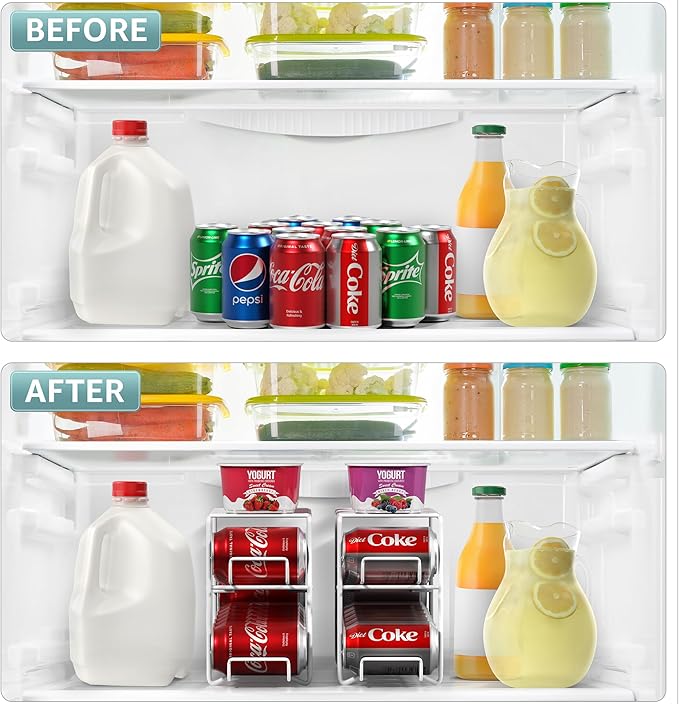 Sorbus Soda Can Rack Beverage Dispenser – Dispenses 12 Standard Size 12oz Soda Cans (White)