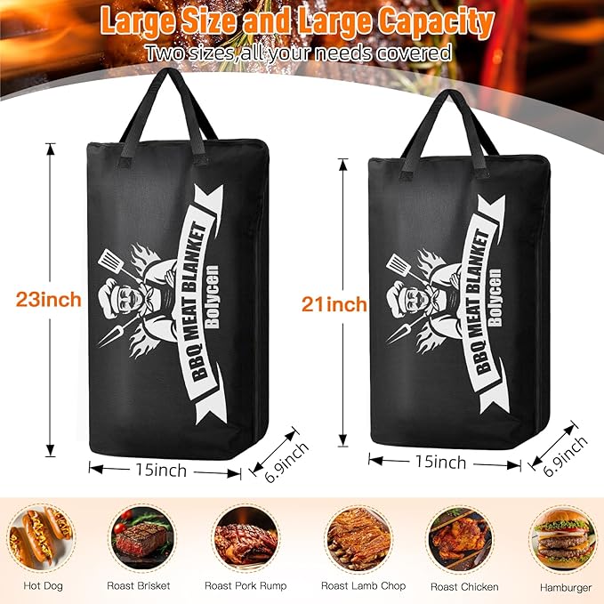 Valentines Day Gifts Upgraded BBQ Blanket for Resting Meat - Air Fryer Kitchen Camping Baking Party Essential -Smoker Accessories Brisket Blanket - Insulated Meat Resting Bag with Wide Mouth for Steak/ Pork Shoulder/ Turkey - Birthday Anniversary BBQ A...