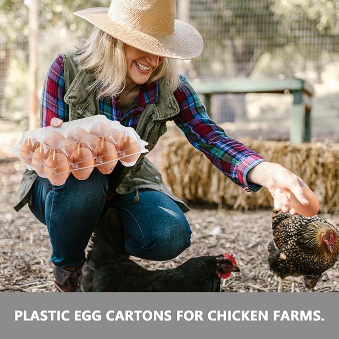 120PCS Egg Cartons Cheap Bulk, Clear Egg Cartons for Chicken Eggs, Reusable Chicken Egg Container Bulk Egg Holders with Labels for Refrigerator, Storage, Family, Chicken Farm, Market