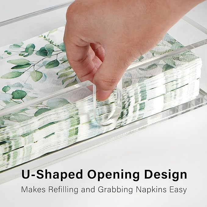 LotFancy Napkin Holder, Acrylic Napkin Holder for 8.5 x 4 inch Napkin, Clear Guest Towel Holder for Bathroom, Table, Kitchen, Bar, Party