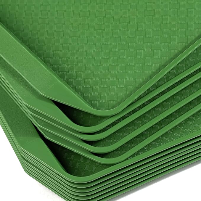 Aebeky Plastic Fast Food Tray,16.7 by 11.8-Inch,Set of 12 (Green)