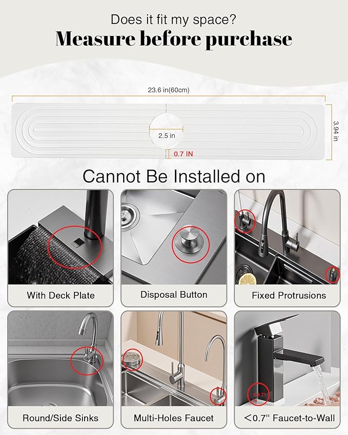 Set of 2 Large Stone Dish Drying Mat for Kitchen Counter + Faucet Mat for Kitchen Sink, Collapsible Fast Drying Diatomaceous Dish Mat, Stone Sink Splash Guard, Water Absorbing Stone Tray for Sink