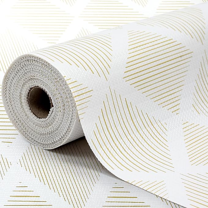 Drawer and Shelf Liner for Kitchen 11.8in x 20FT, Non-Slip Non-Adhesive Cabinet Liners for Cupboard, Dresser, Shelves, Tool Box, Pantry, Thickened Easy Install, Strong Grip, Yellow&White