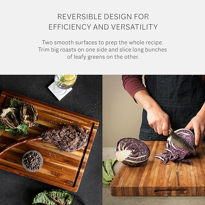 Teakhaus Cutting Board - Large (L) Wood Cutting Board with Juice Groove - Holiday Gift Ideas for Men and Women - Gift-Ready, Reversible, Edge Grain Wood, Knife Friendly - FSC Certified