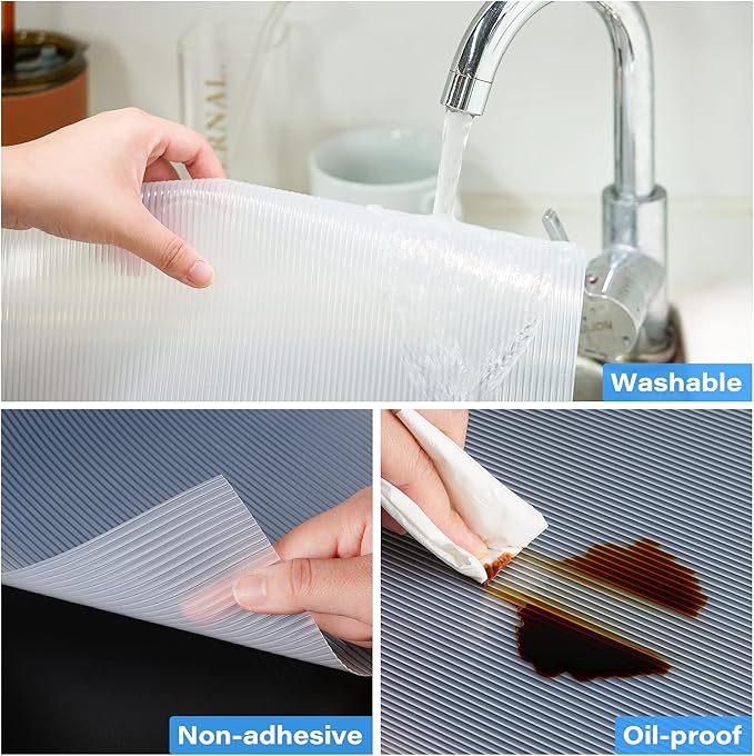 Shelf Liner,Non-Adhesive Drawer Liner,Food-Grade Material for Kitchen Cabinets Liner,Non-Slip Cupboard Liners Kitchen Drawer Liners Bathroom Shelves Liners (12 inches x 10 Feet)