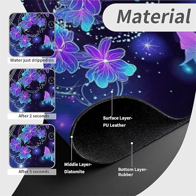 Kitchen Sink Splash Guard，Neon Butterfly Faucet Mat Sink Gadgets-Super Absorbent Fast Drying Mat Drip Catcher for Kitchen, Bathroom,Sink Mat, Dish Drying Mat, Bathroom(15" X 5.5" )