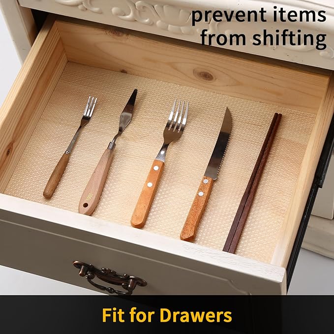 iwtmm Shelf Drawers Liners for Kitchen Cabinets Non-Slip, Washable, Oil-Proof Drawer Liners, EVA Waterproof Non-Adhesive Cabinet Liners for Kitchen, Pantry, Bathroom