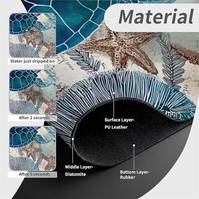 Kitchen Sink Splash Guard，blue turtles,ocean Faucet Mat Sink Gadgets-Super Absorbent Fast Drying Mat Drip Catcher for Kitchen, Bathroom,Sink Mat, Dish Drying Mat, Bathroom(15" X 5.5" )