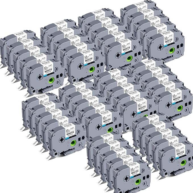 50-Pack TZe-231 TZe231 12mm 0.47 Laminated White TZ Tape Compatible with Brother P Touch Label Maker Tape RefillWork with Brother PTouch D220 PTD210 PTH110 PTH111 PTP710BT PTD400
