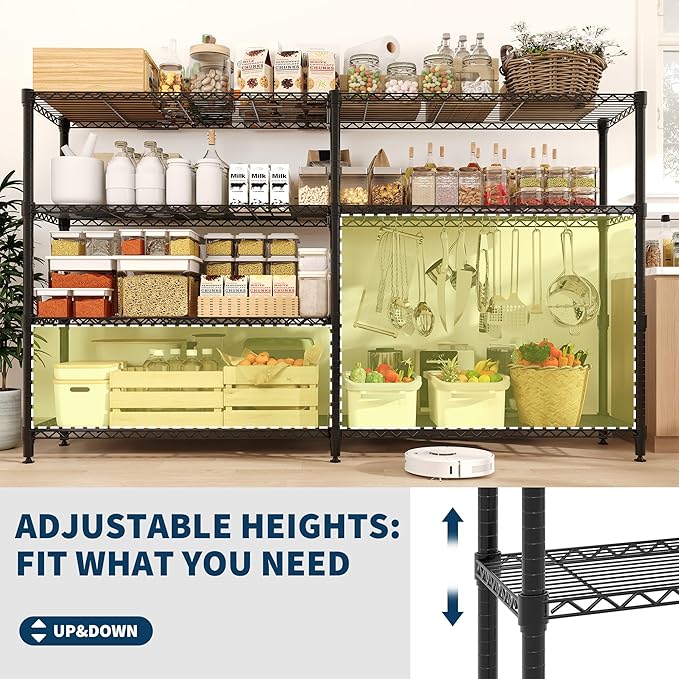 Metal Storage Shelves 4-Tiers, 60" H Wire Shelving Units Heavy Duty 265LBS Loads per Shelf, Adjustable Standing Wire Rack Shelf, for Home Office Pantry Room Basement,71" W x 15.7" D