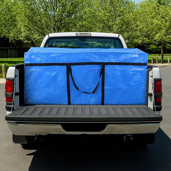 4 Pcs 176 Gallon Extra Large Moving Bags Heavy Duty Storage Bag with Strong Zipper Handle Foldable XXL Jumbo Storage Tote Packing Moving Box for College Dorm Travel Cloth Duffle (Blue)