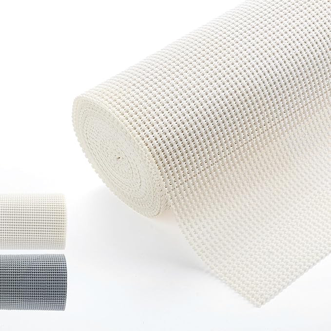 Shelf Cabinet Liner,Drawer Liners Non Adhesive Easiest Install Mat, Strong Grip Bottom,Easy Clean Non Slip Shelving Liner for Kitchen Cabinets (White, 17.5IN X20FT)